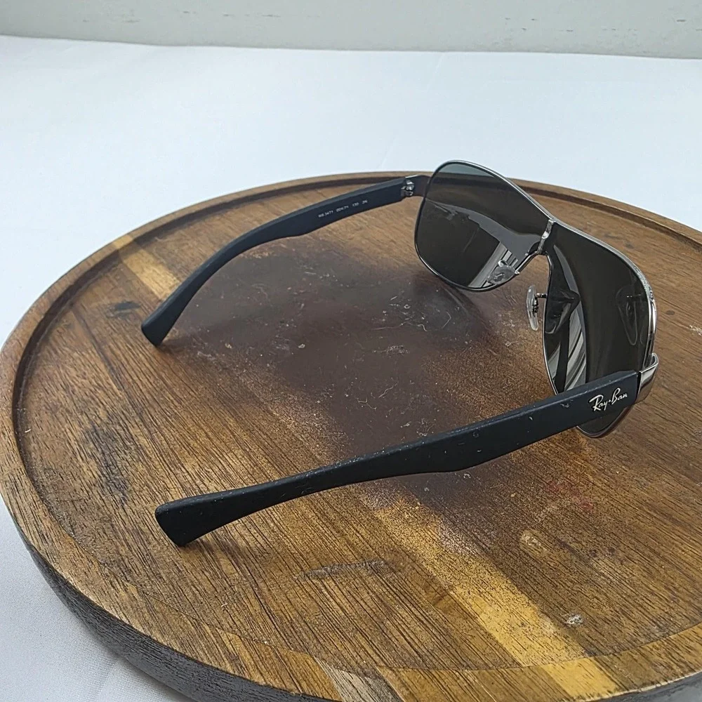 Ray-Ban RB 3471 Sunglasses Mens One Size Black Gray Tinted Metal Shield 004/71